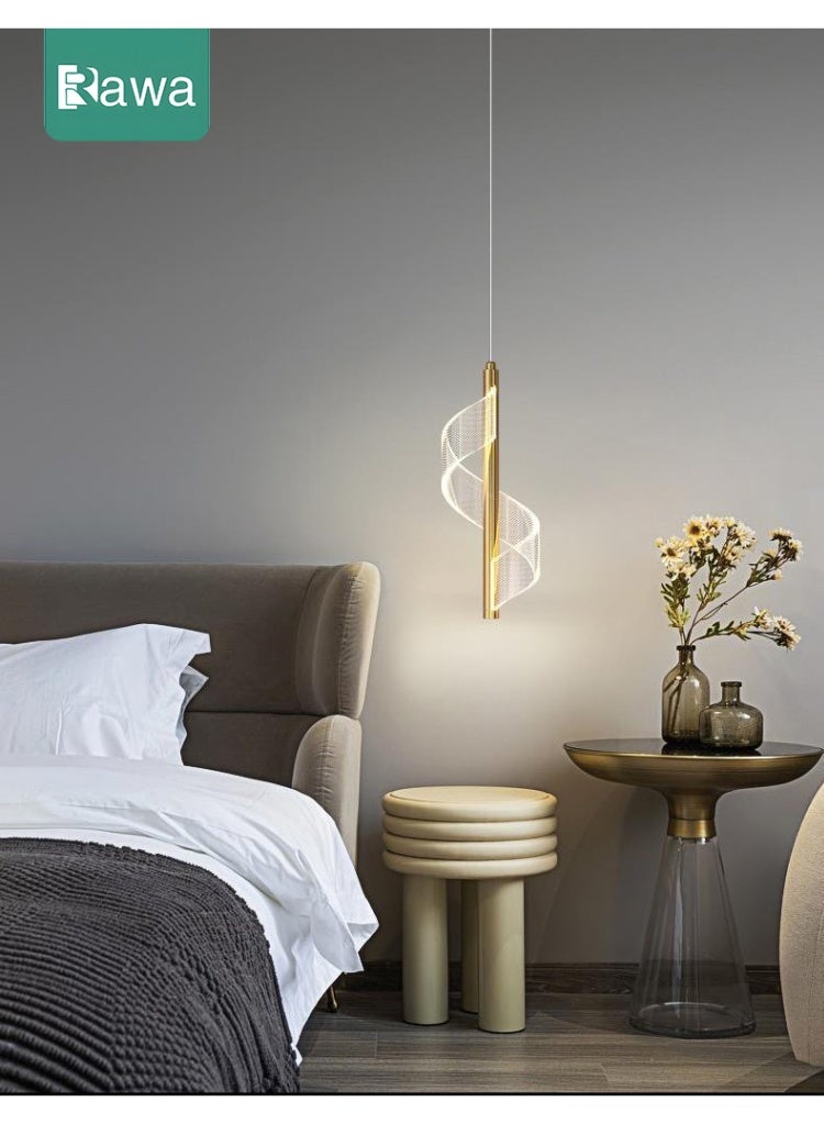 روعة مصباح LED ثلاثي الألوان من طراز Nordic للإضاءة الداخلية المعلقة مناسب للديكور المنزلي بجانب السرير وغرفة المعيشة وطاولة الطعام والممر إضاءة حديثة بسيطة وفنية باللون الذهبي - Image 5